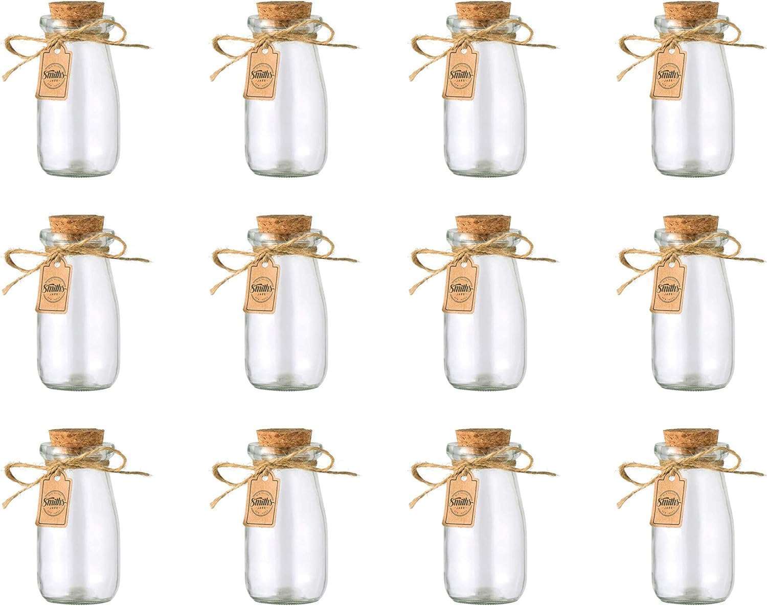 Smiths Mason Jars 12 Pack Mini Glass Bottles – 100ml, 10cm x 5cm Small ...