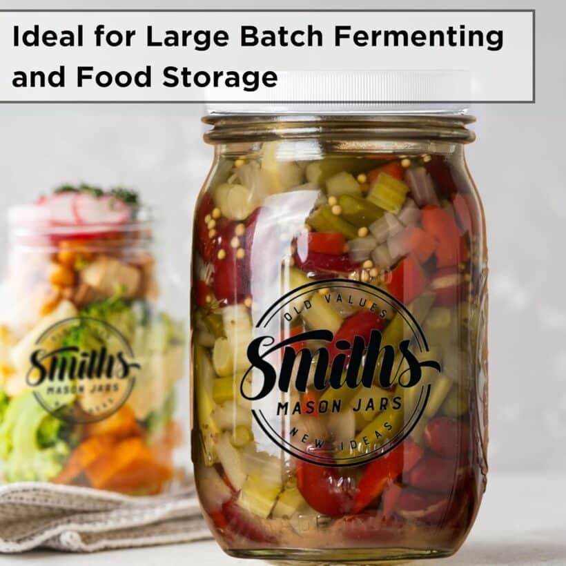 Smiths Mason Jars 1 Gallon (135oz/4L) Fermenting Jar with storage and ferment lid - Ideal Kombucha Fermentation Container for Pickling, Food Homemade Preserve and Kimchi glass storage jars - Image 7